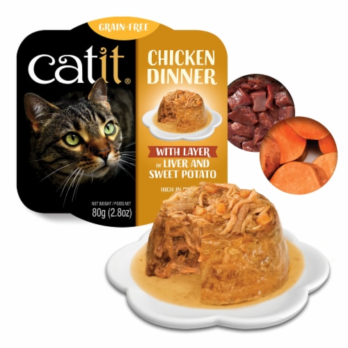 Catit Dinner Chicken W/Liver & Sweet Potato Cat Wet Food (Pack of 2) Perspective: front