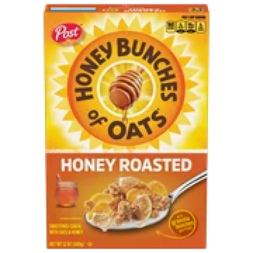 Post Honey Bunches of Oats Honey Roasted Breakfast Cereal 12 oz Box (Pack of 18) Perspective: front