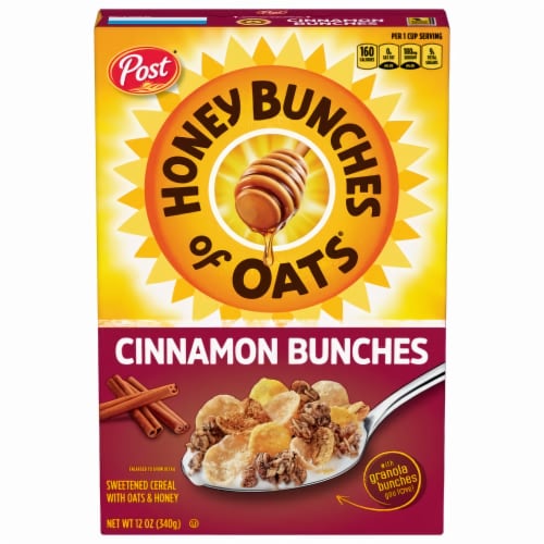 Post Honey Bunches of Oats Cinnamon Bunches Breakfast Cereal (Pack of 48) Perspective: front