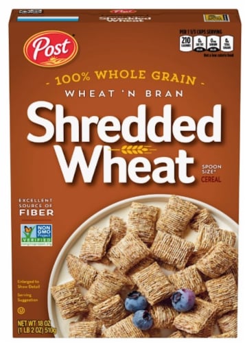 Post Shredded Wheat 'N Bran Spoon Size 18 oz (Pack of 4) Perspective: front