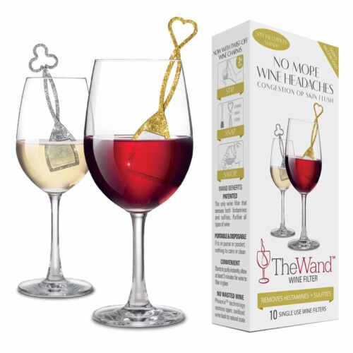 PureWine The Wand Gold/Silver Plastic Wine Filter Total Qty 8, Case