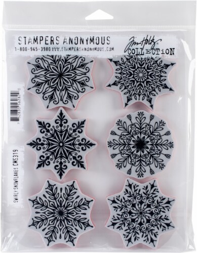 Tim Holtz Cling Stamps 7 X8.5 -Swirly Snowflakes Perspective: front