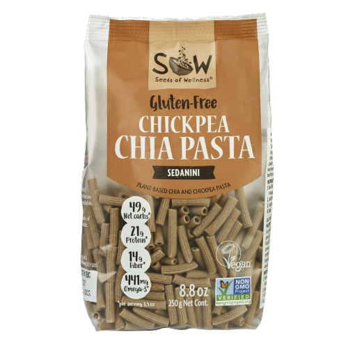 Seeds of Wellness Gluten-Free Chickpea Chia Sedanini Pasta Perspective: front