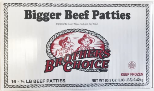 Brothers Choice Bigger Beef Patties Perspective: front