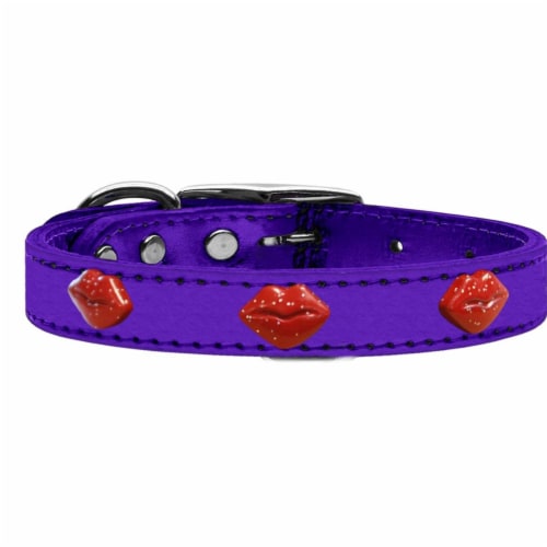 Red Glitter Lips Widget Genuine Metallic Leather Dog Collar Purple Size 26 1 Pick n Save