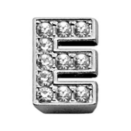 0.37 in. Clear Bling Letter Sliding Charms - E Perspective: front