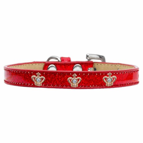 Gold Crown Widget Dog Collar, Red Ice Cream - Size 16 Perspective: front