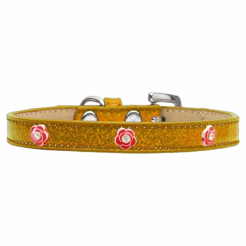 Red Rose Widget Dog Collar, Gold Ice Cream - Size 18 Perspective: front