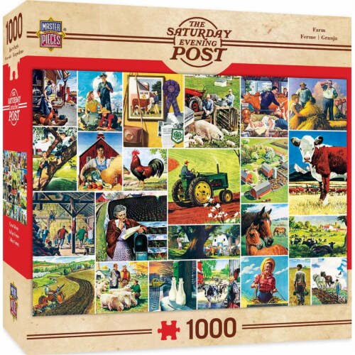 Saturday Evening Post Norman Rockwell - Farmland Collage Puzzle - 1000 Piece Perspective: front