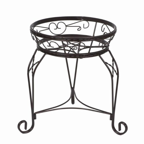 21 in. Scroll Braided Bronze Finish Plant Stand Perspective: front