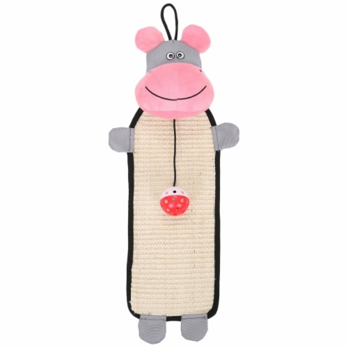Natural Sisal & Jute Hanging Carpet Kitty Cat Scratcher with Toy, Pink & Grey - One Size Perspective: front