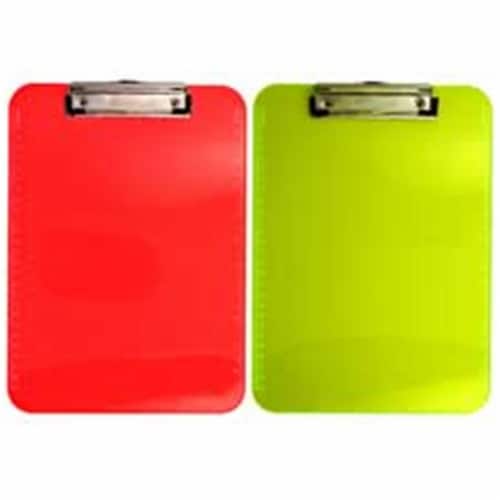Plastic Clipboard- Letter- Holds .50in. of Paper- Neon Yellow Perspective: front