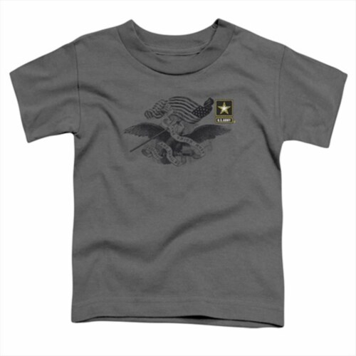Army-Left Chest - Short Sleeve Toddler Tee&#44; Charcoal - Medium 3T Perspective: front