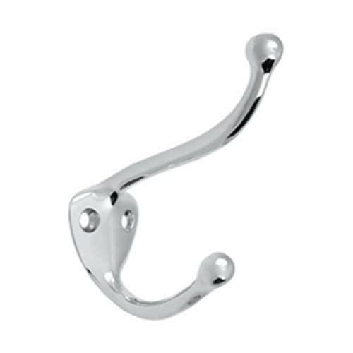 Coat & Hat Hook, Bright Chrome - Solid Perspective: front