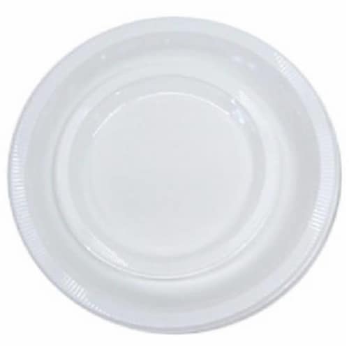 28000031 10 in. White Plastic Plate, 20 Count Perspective: front