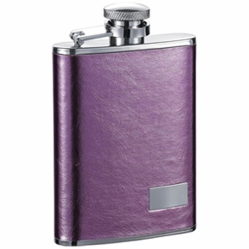 Emma 3oz Pink Leatherette Stainless Steel Hip Flask Perspective: front