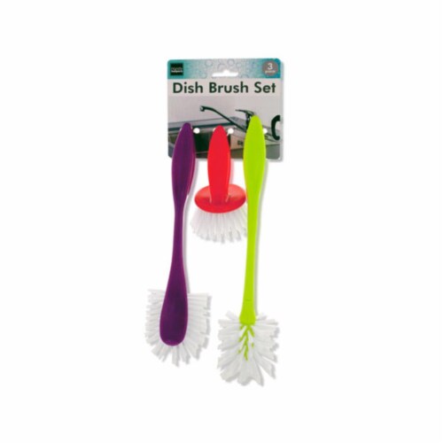 Kole Imports OS936-18 2 lbs, Dish Scrub Brush Set - 3 Piece -Pack of 18 Perspective: front