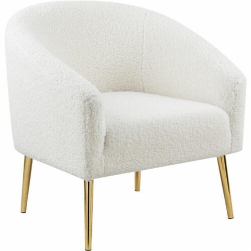 Meridian Furniture Barlow Faux Sheepskin Fur Accent Chair with Gold Legs Perspective: front