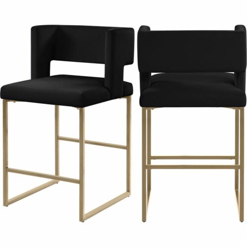 Meridian Furniture Caleb Velvet Counter Stool - Black Meridian Furniture Caleb Velvet Counter Stool - Black