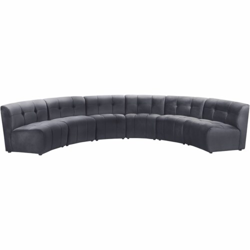 Meridian Furniture Limitless Gray Velvet Modular 6 Piece Sectional Perspective: front