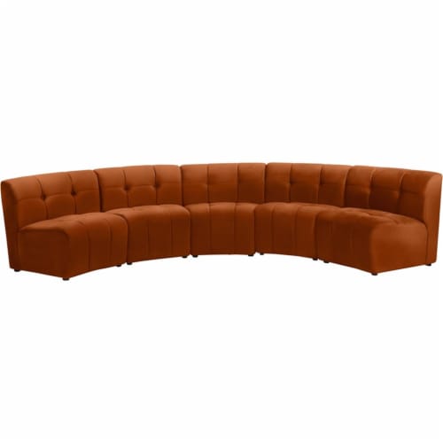 Meridian Furniture Limitless Cognac Velvet Modular 5 Piece Sectional Perspective: front