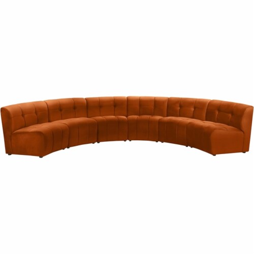 Meridian Furniture Limitless Cognac Velvet Modular 6 Piece Sectional Perspective: front