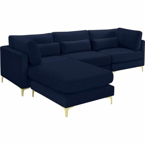 Meridian Furniture Julia Navy Velvet Modular Sectional Perspective: front