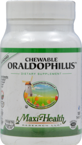 Maxi Health Chewable Oraldophilus Dietary Supplement Perspective: front