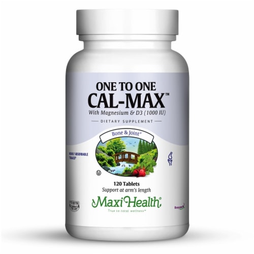 Maxi Health  One-To-One Cal-Max™ with Magnesium and D3 (1000 IU) Perspective: front