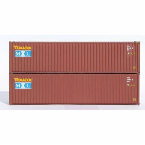 Jacksonville Terminal 405086 40 ft. N Scale Mol High Cube Corrugated Side Containers, Brown - Perspective: front