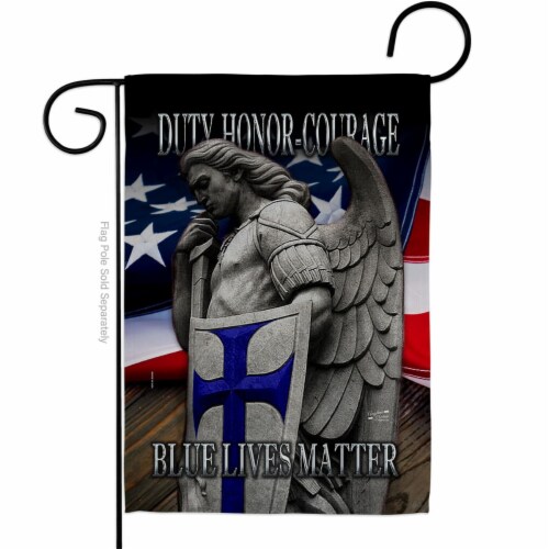 Angeleno Heritage G135500-BO 13 x 18.5 in. Honor Blue Lives Garden Flag with Armed Forces Pol Perspective: front