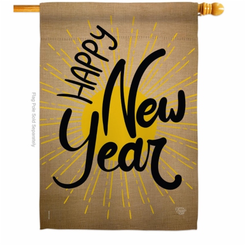 Ornament Collection H191048-BO 28 x 40 in. Happy New Year House Flag with Winter Double-Sided Perspective: front