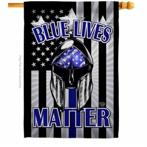 Ornament Collection H192286-BO 28 x 40 in. Blue Lives Matter House Flag with Armed Forces Pol Perspective: front