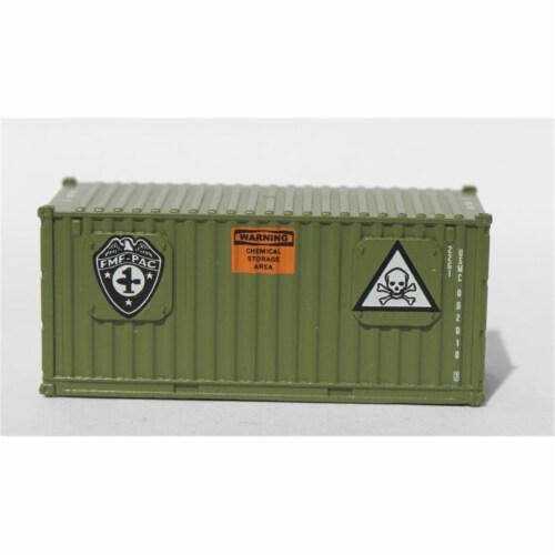 Jacksonville Terminal JTC205706 20 ft. N Scale VS USMC Marine Container, Army Green, White & Perspective: front