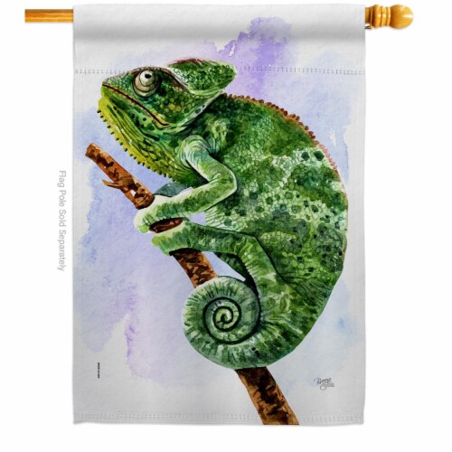 Breeze Decor H110274-BO Chameleon Animals Critter 28 x 40 in. Double-Sided Decorative Vertica Perspective: front