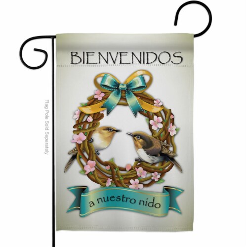 Breeze Decor G120023-BO Bienvenidos a Nuestro Nido Animals Bird 13 x 18.5 in. Double-Sided De Perspective: front