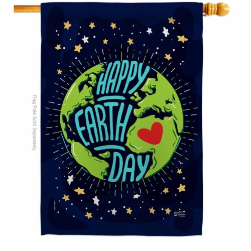 Angeleno Heritage H137176-BO 28 x 40 in. Happy Earth Day Sweet Life Double-Sided Decorative V Perspective: front