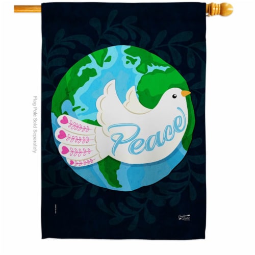 Angeleno Heritage H137441-BO 28 x 40 in. Peace Sweet Life Earth Double-Sided Decorative Verti Perspective: front