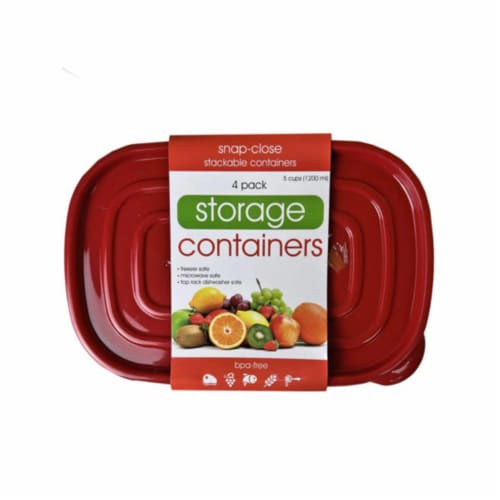 Kole Imports HC524-4 Plastic Rectangular Food Container - Pack of 4 - 4 per Pack Perspective: front