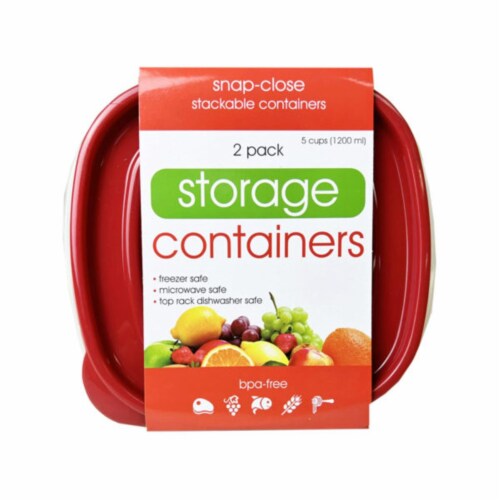 Kole Imports HC529-6 Plastic Deep Square Food Container - Pack of 6 - 2 per Pack Perspective: front