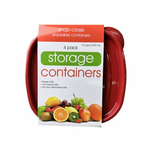 Kole Imports HC530-9 Plastic Deep Square Food Container - Pack of 9 - 4 per Pack Perspective: front