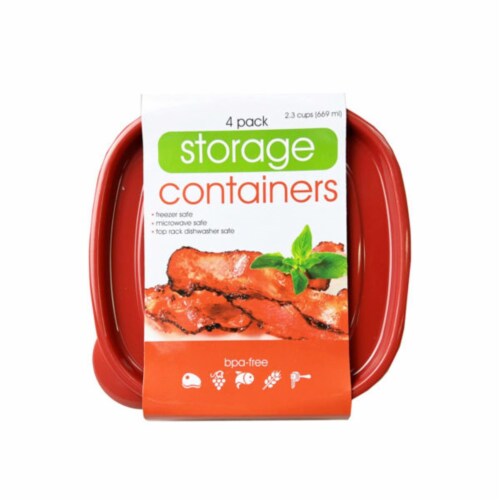 Kole Imports HC532-12 Plastic Square Food Container - Pack of 12 - 4 per Pack Perspective: front