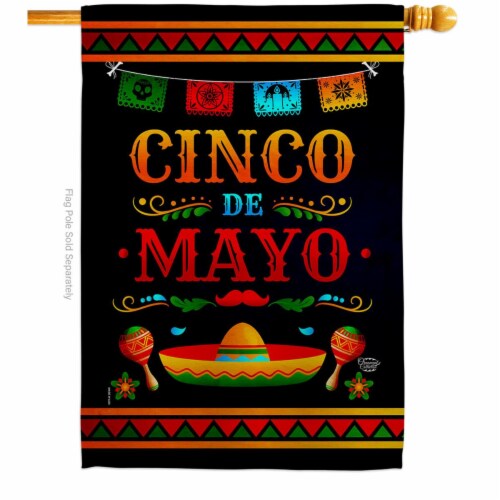 Ornament Collection H190096-BO 28 x 40 in. Party de Mayo Summertime Cinco Vertical House Flag Perspective: front