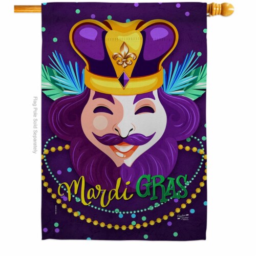 Angeleno Heritage H130361-BO 28 x 40 in. King of Mardi Gras Springtime Vertical House Flag wi Perspective: front