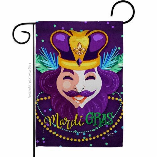 Angeleno Heritage G130361-BO 13 x 18.5 in. King of Mardi Gras Springtime Vertical Garden Flag Perspective: front