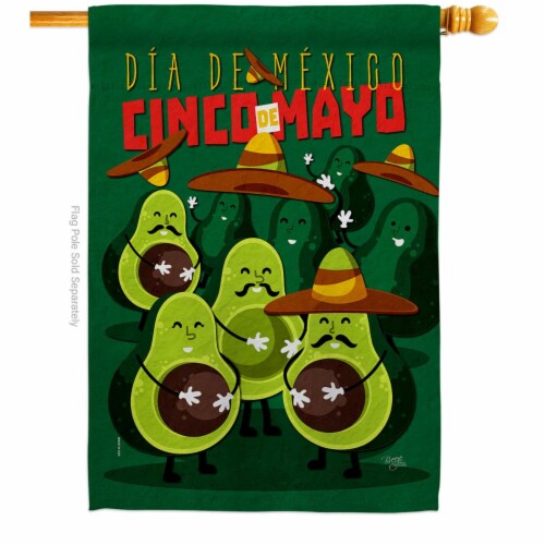 Breeze Decor H115234-BO Avocado Fiesta Summertime Cinco de Mayo 28 x 40 in. Double-Sided Deco Perspective: front