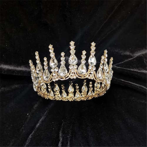 Tian Sweet 34033-GD 8 oz Drops Wedding Crown Cake Topper - Gold Perspective: front