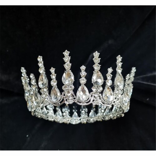 Tian Sweet 34033-SV 8 oz Drops Wedding Crown Cake Topper - Silver Perspective: front