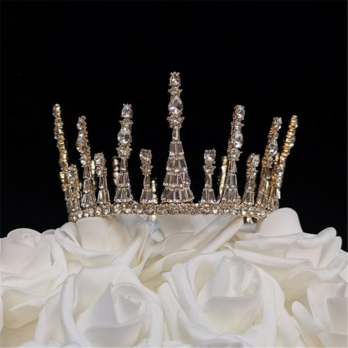 Tian Sweet 34035-GD 5.3 oz Wedding Crown Cake Topper - Gold Perspective: front