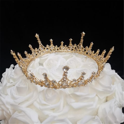 Tian Sweet 34037-GD 5.6 oz Wedding Crown Cake Topper - Gold Perspective: front